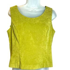 Vintage Olive Green Faux Suede Micro Velvet Square Neck Side Zip Y2K 8